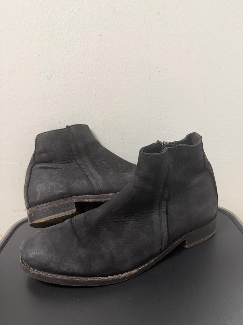 AllSaints Lance Ankle Boots Mens Size 10 43 EU Black Leather Zip Made Portugal